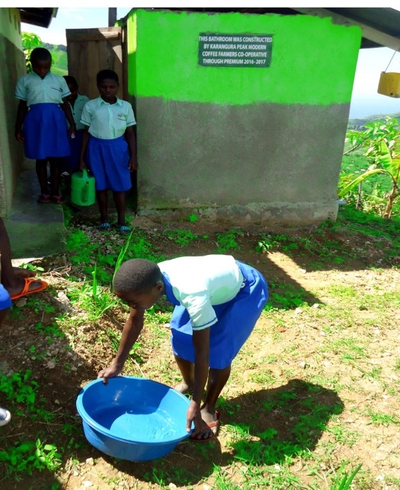 Primary school girls participating in a hygiene program